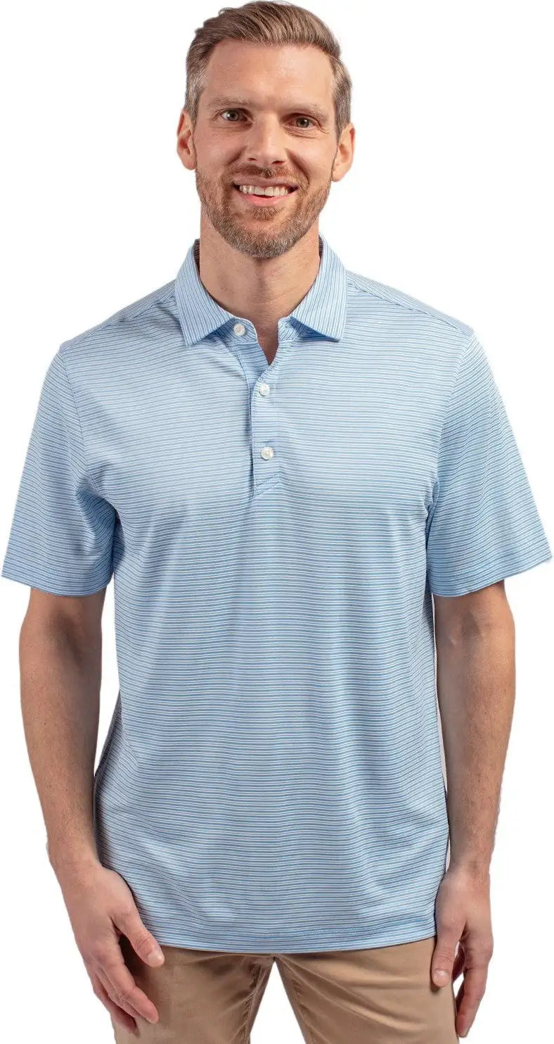Cutter & Buck Mck01302 Forge Eco Double Stripe Stretch Recycled Mens Polo - Atlas White - Atlas/white / Adult s