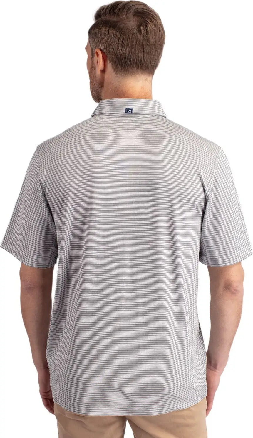 Cutter & Buck Mck01302 Forge Eco Double Stripe Stretch Recycled Mens Polo - Polished White