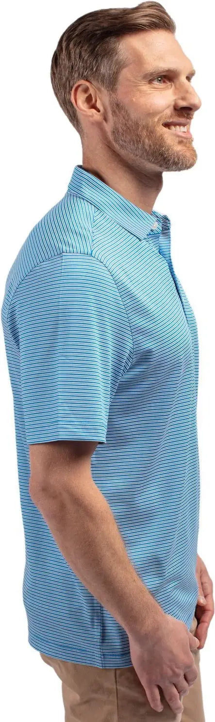 Cutter & Buck Mck01302 Forge Eco Double Stripe Stretch Recycled Mens Polo - Digital White