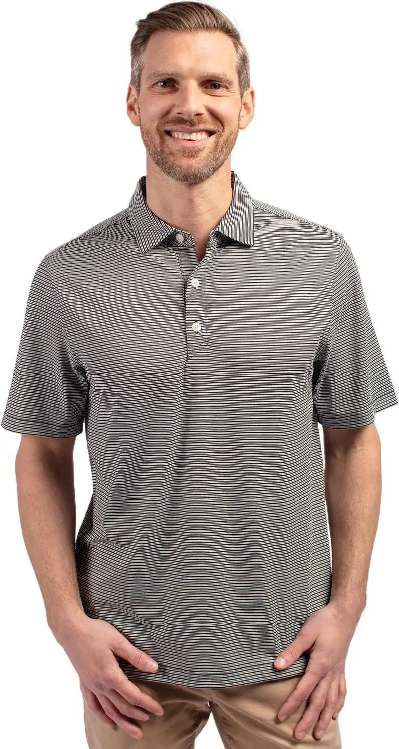 Cutter & Buck Mck01302 Forge Eco Double Stripe Stretch Recycled Mens Polo - Black White - Black/white / Adult s