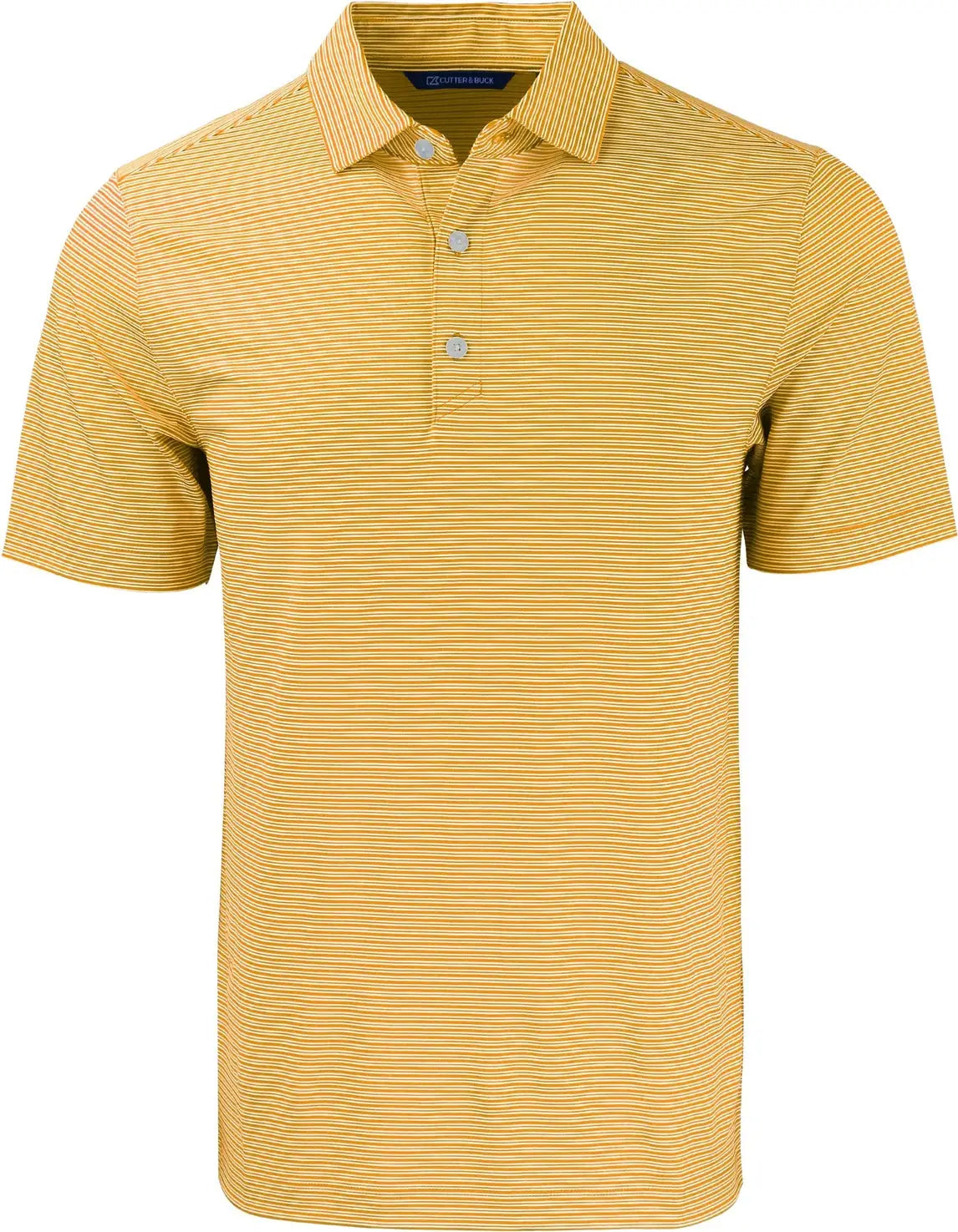Cutter & Buck Mck01302 Forge Eco Double Stripe Stretch Recycled Mens Polo - College Gold White