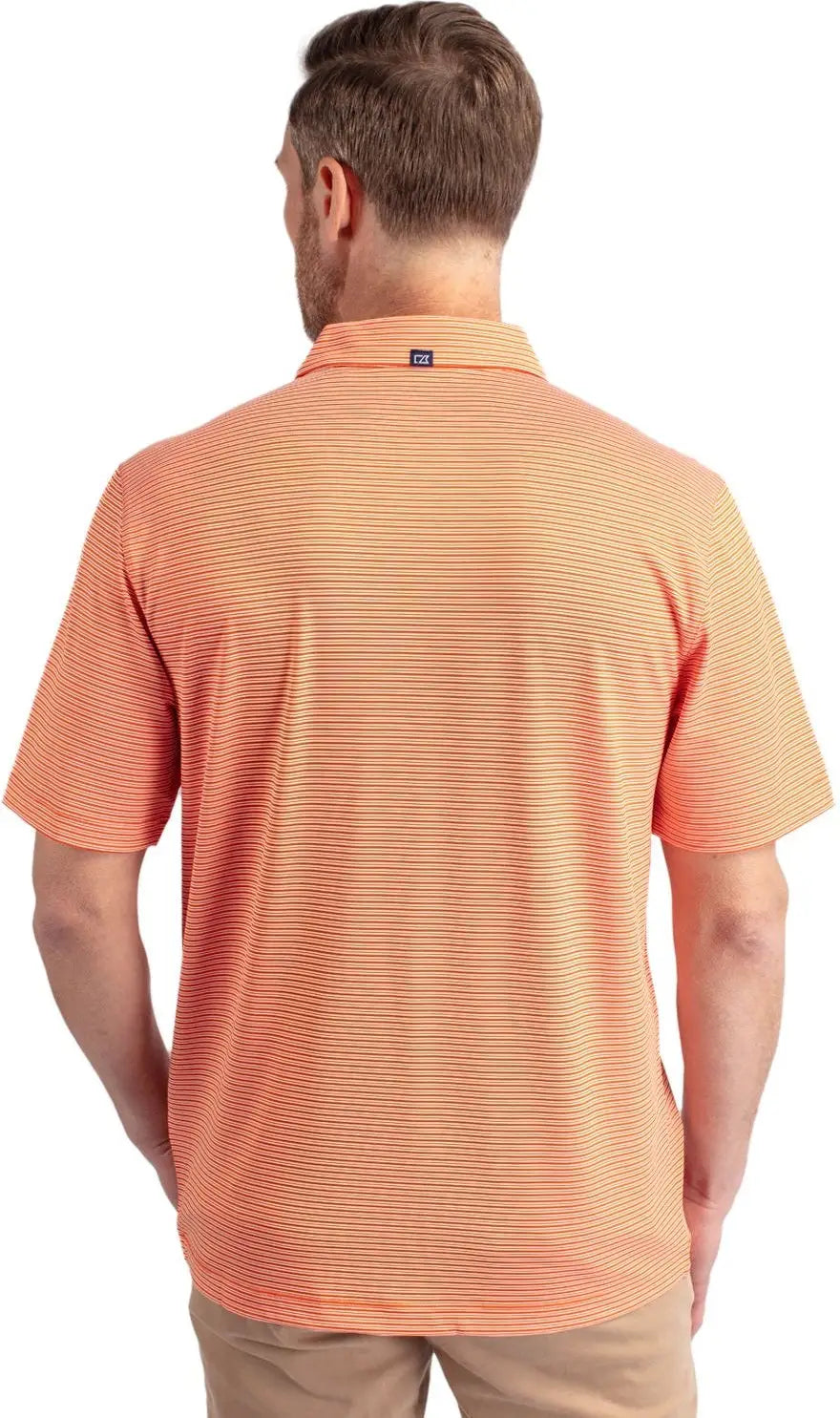 Cutter & Buck Mck01302 Forge Eco Double Stripe Stretch Recycled Mens Polo - College Orange White - Orange/white / Adult