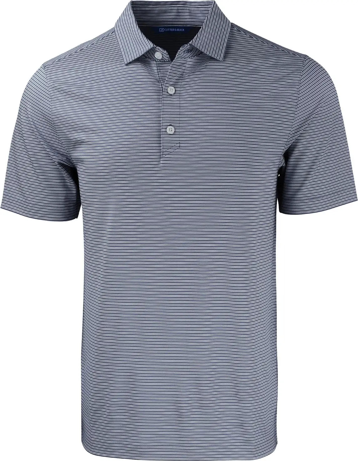 Cutter & Buck Mck01302 Forge Eco Double Stripe Stretch Recycled Mens Polo - Navy Blue White
