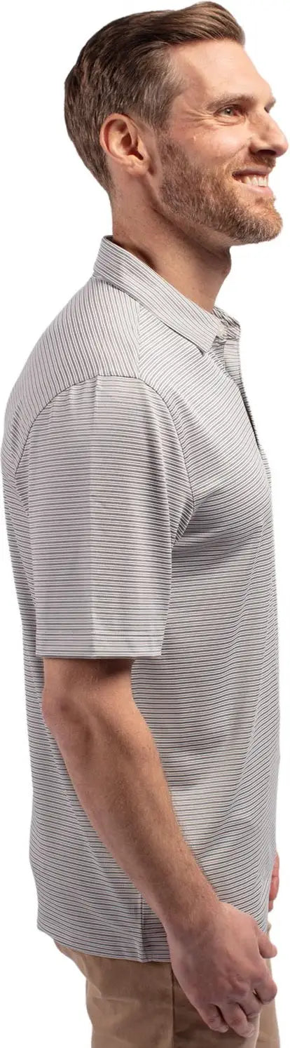 Cutter & Buck Mck01302 Forge Eco Double Stripe Stretch Recycled Mens Polo - Polished White
