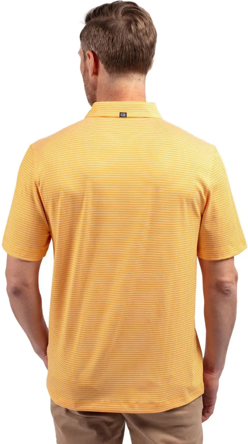 Cutter & Buck Mck01302 Forge Eco Double Stripe Stretch Recycled Mens Polo - College Gold White - Gold/white / Adult s