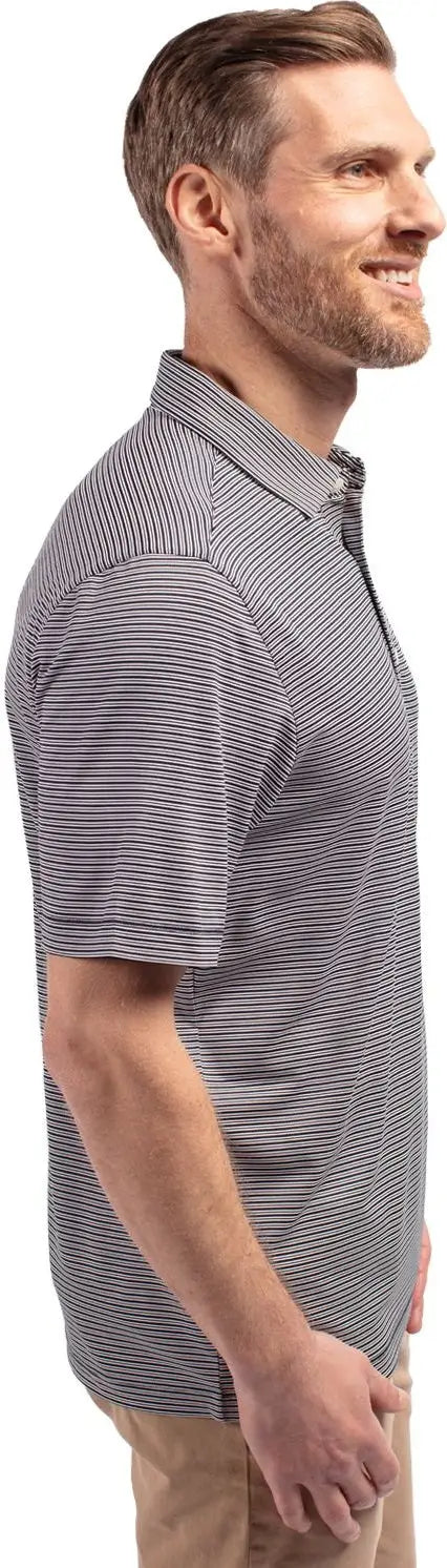 Cutter & Buck Mck01302 Forge Eco Double Stripe Stretch Recycled Mens Polo - Navy Blue White