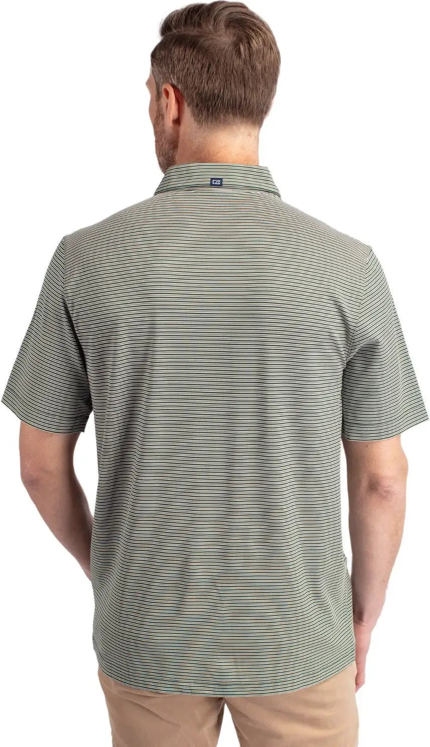 Cutter & Buck Mck01302 Forge Eco Double Stripe Stretch Recycled Mens Polo - Hunter White