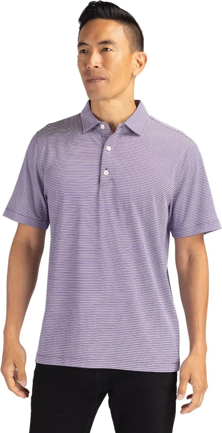 Cutter & Buck Mck01302 Forge Eco Double Stripe Stretch Recycled Mens Polo - College Purple White - Purple/white / Adult
