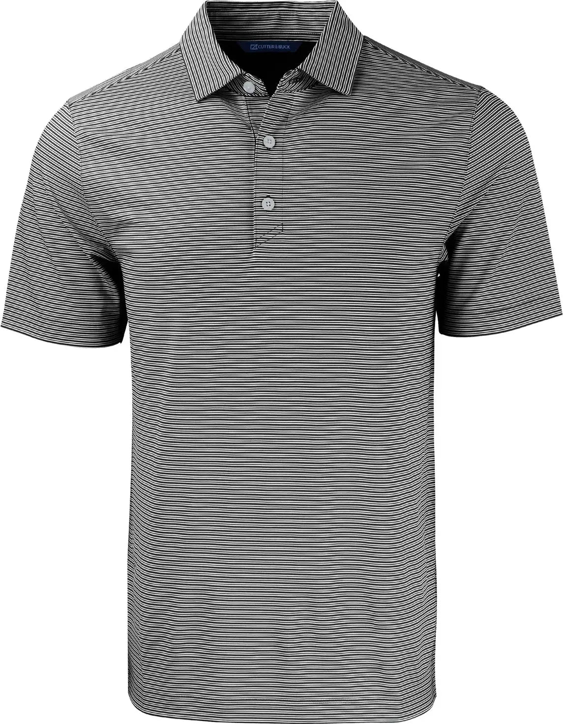 Cutter & Buck Mck01302 Forge Eco Double Stripe Stretch Recycled Mens Polo - Black White