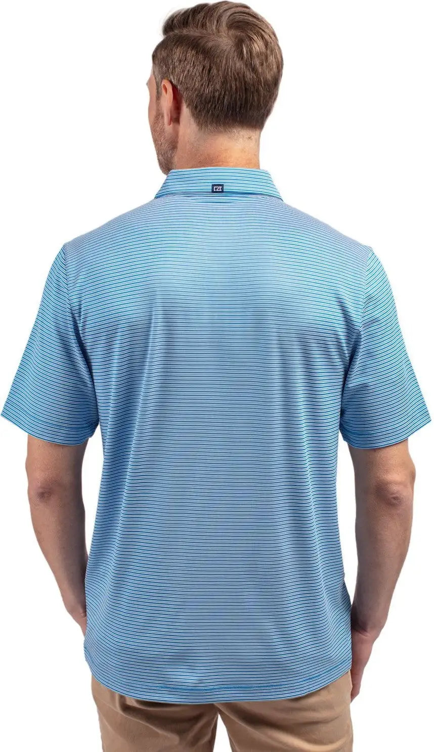 Cutter & Buck Mck01302 Forge Eco Double Stripe Stretch Recycled Mens Polo - Digital White