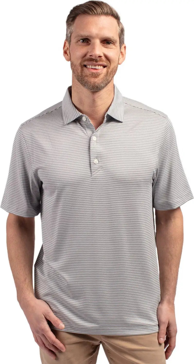 Cutter & Buck Mck01302 Forge Eco Double Stripe Stretch Recycled Mens Polo - Polished White - Polished/white / Adult s