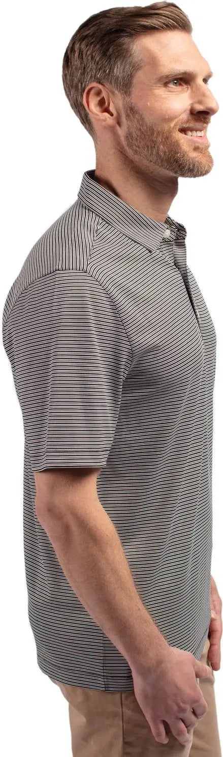 Cutter & Buck Mck01302 Forge Eco Double Stripe Stretch Recycled Mens Polo - Black White