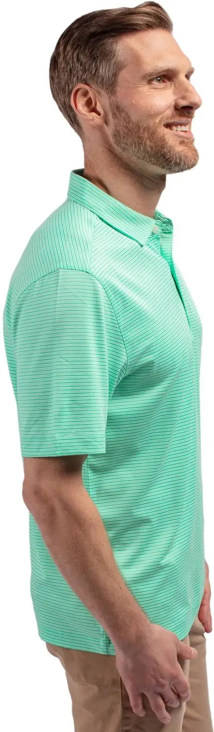 Cutter & Buck Mck01302 Forge Eco Double Stripe Stretch Recycled Mens Polo - Fresh Mint White