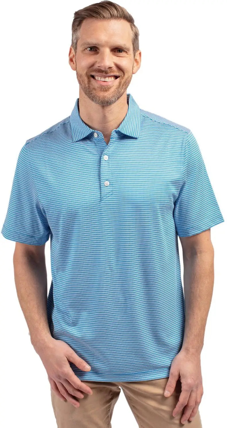 Cutter & Buck Mck01302 Forge Eco Double Stripe Stretch Recycled Mens Polo - Digital White - Digital/white / Adult s