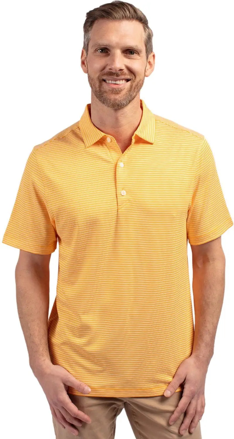 Cutter & Buck Mck01302 Forge Eco Double Stripe Stretch Recycled Mens Polo - College Gold White - Gold/white / Adult s