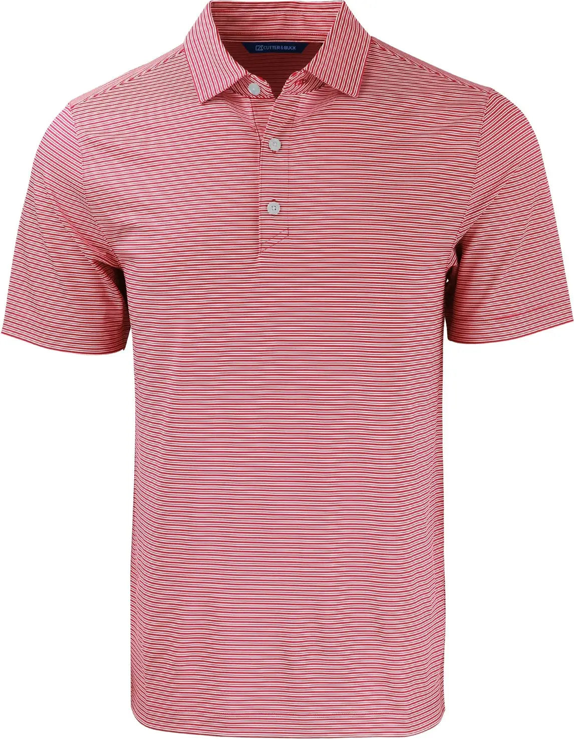 Cutter & Buck Mck01302 Forge Eco Double Stripe Stretch Recycled Mens Polo - Red White