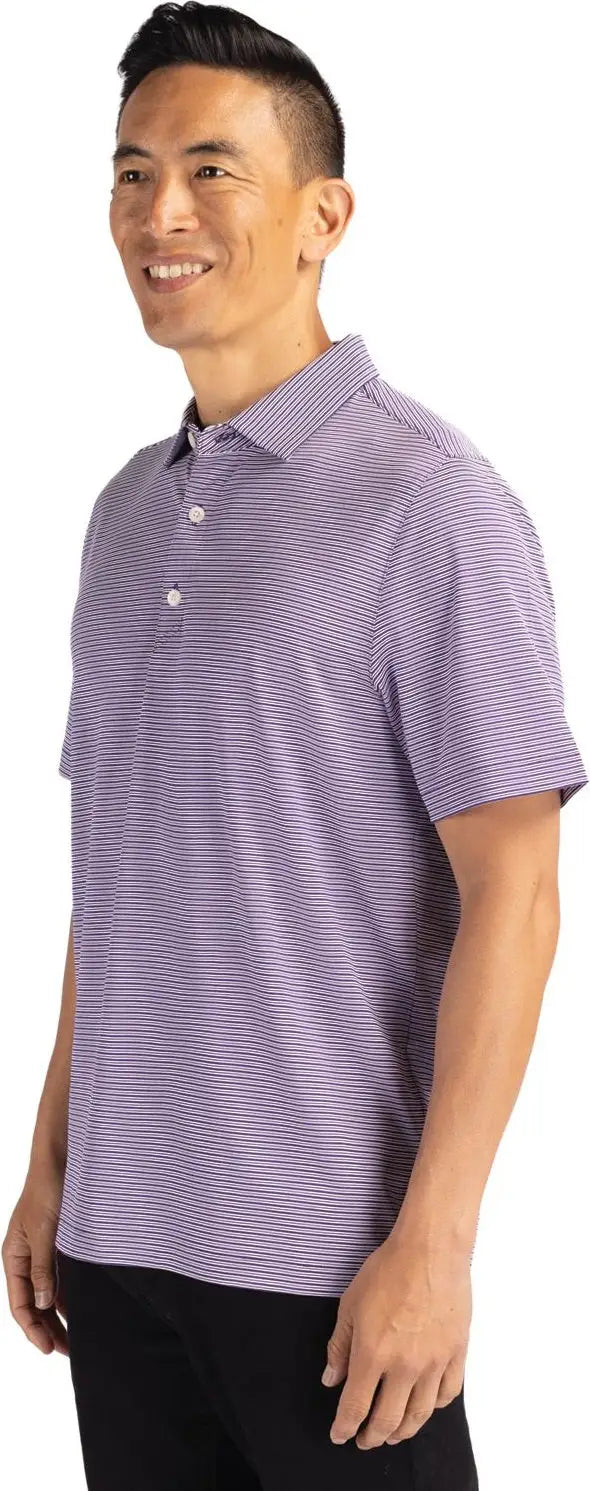 Cutter & Buck Mck01302 Forge Eco Double Stripe Stretch Recycled Mens Polo - College Purple White