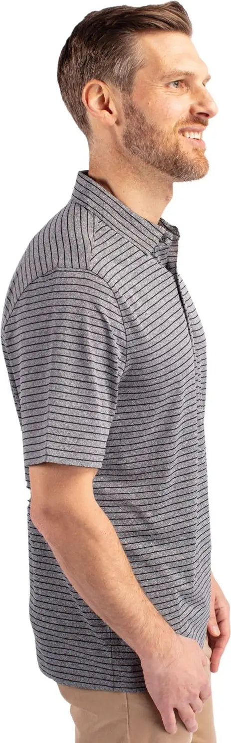Cutter & Buck Mck01303 Forge Eco Heather Stripe Stretch Recycled Mens Polo - Black