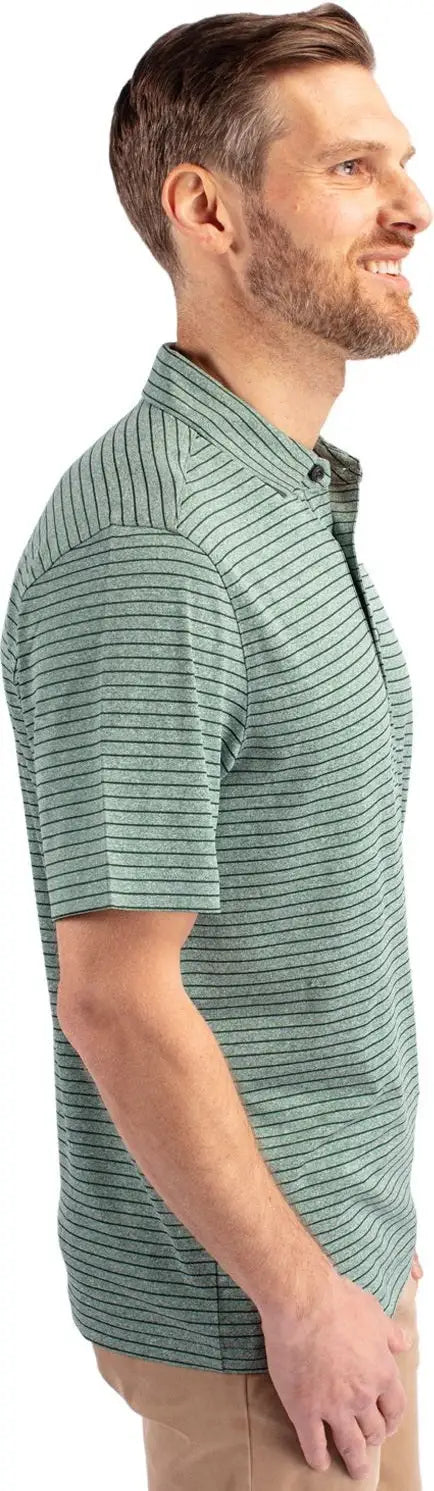 Cutter & Buck Mck01303 Forge Eco Heather Stripe Stretch Recycled Mens Polo - Hunter