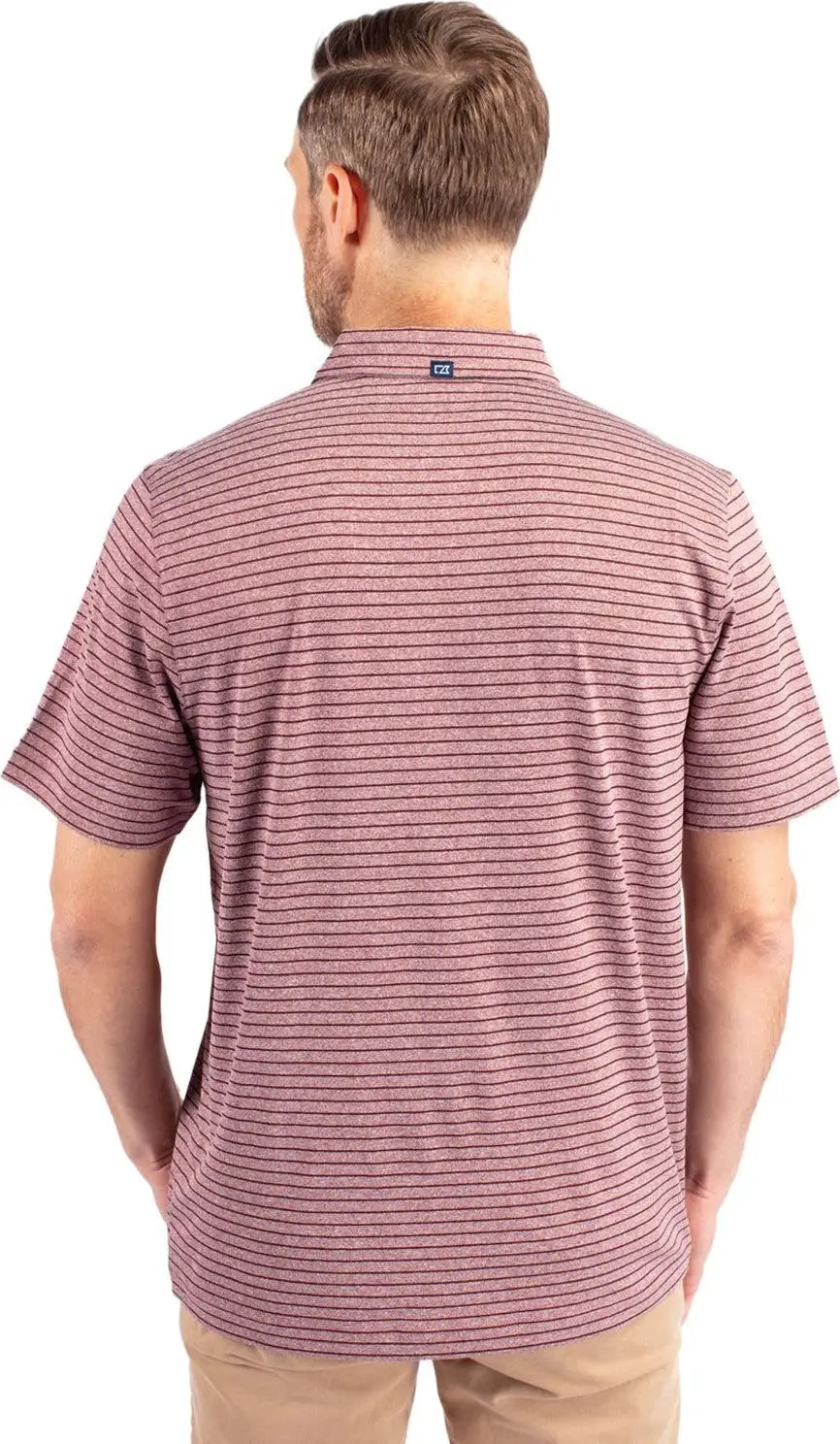 Cutter & Buck Mck01303 Forge Eco Heather Stripe Stretch Recycled Mens Polo - Bordeaux