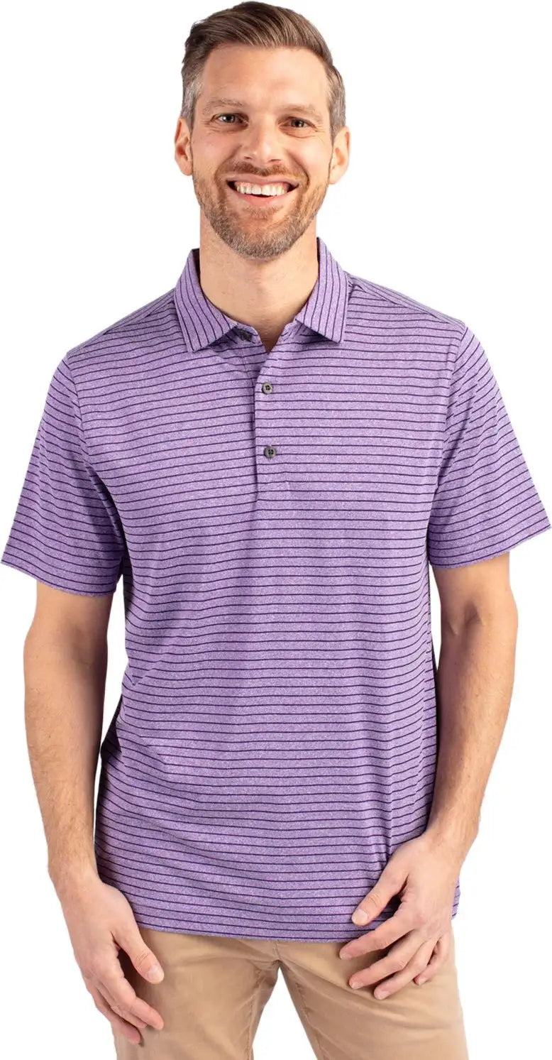 Cutter & Buck Mck01303 Forge Eco Heather Stripe Stretch Recycled Mens Polo - College Purple - Adult s
