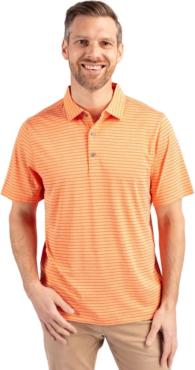 Cutter & Buck Mck01303 Forge Eco Heather Stripe Stretch Recycled Mens Polo - College Orange - Adult s