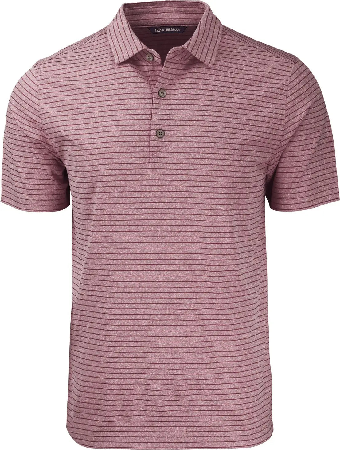 Cutter & Buck Mck01303 Forge Eco Heather Stripe Stretch Recycled Mens Polo - Bordeaux