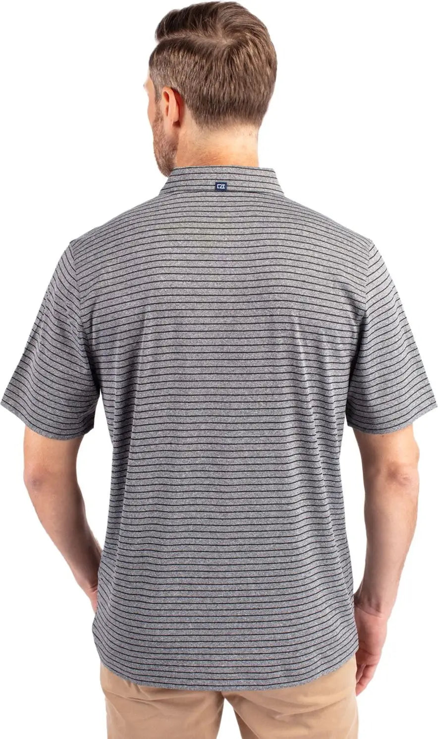 Cutter & Buck Mck01303 Forge Eco Heather Stripe Stretch Recycled Mens Polo - Black