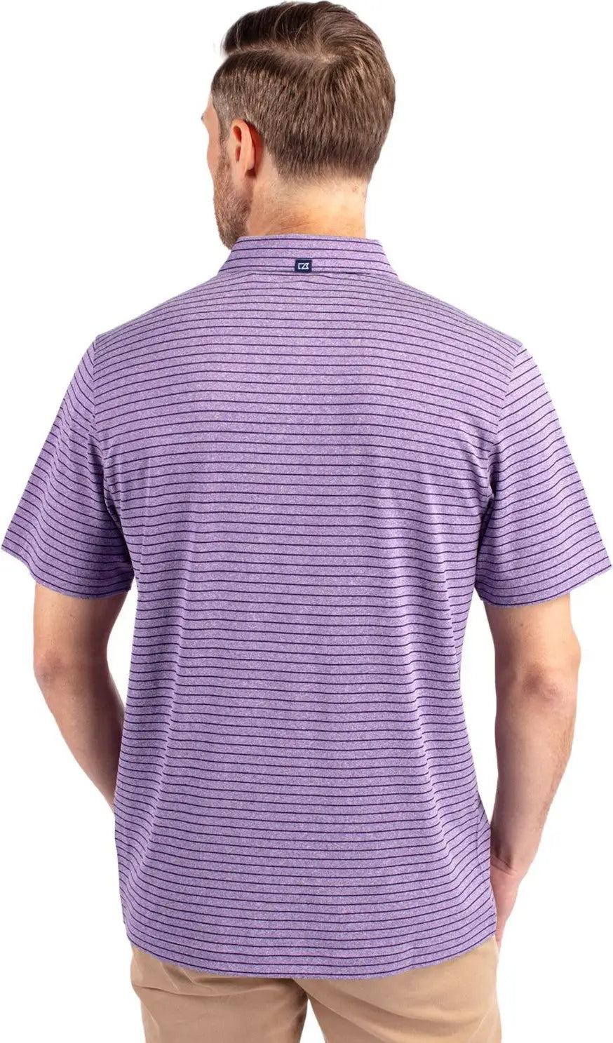 Cutter & Buck Mck01303 Forge Eco Heather Stripe Stretch Recycled Mens Polo - College Purple