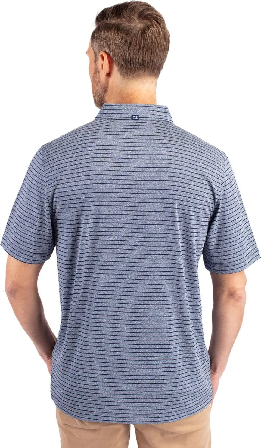 Cutter & Buck Mck01303 Forge Eco Heather Stripe Stretch Recycled Mens Polo - Navy Blue