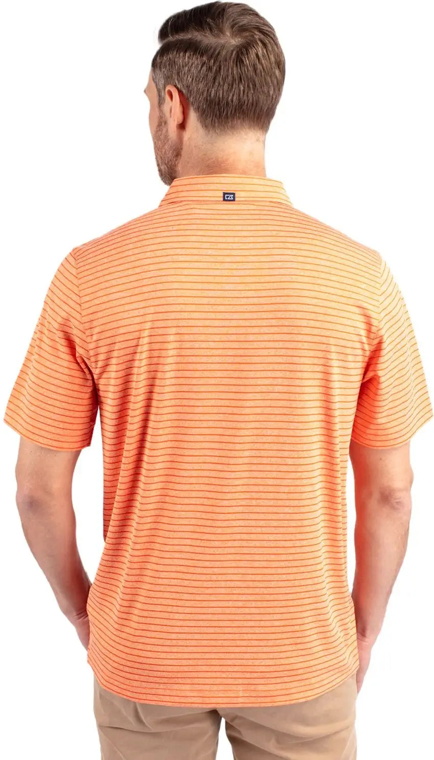 Cutter & Buck Mck01303 Forge Eco Heather Stripe Stretch Recycled Mens Polo - College Orange
