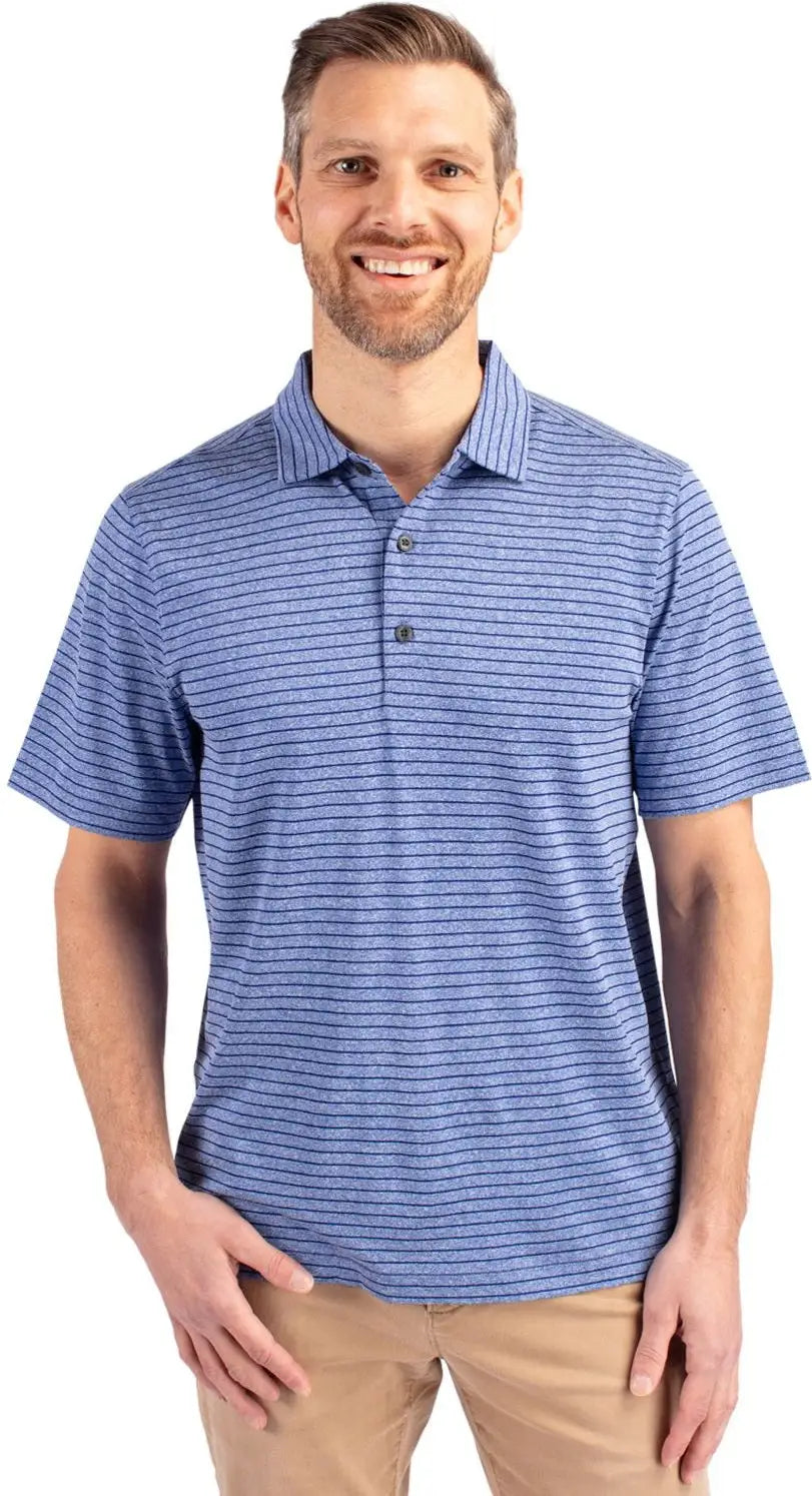 Cutter & Buck Mck01303 Forge Eco Heather Stripe Stretch Recycled Mens Polo - Tour Blue - Adult s