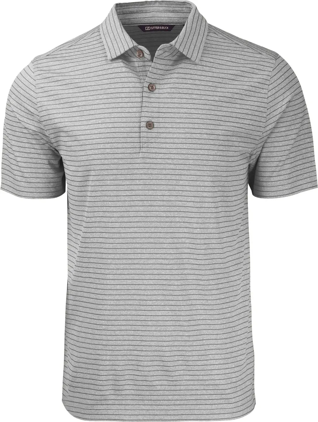 Cutter & Buck Mck01303 Forge Eco Heather Stripe Stretch Recycled Mens Polo - Elemental Gray