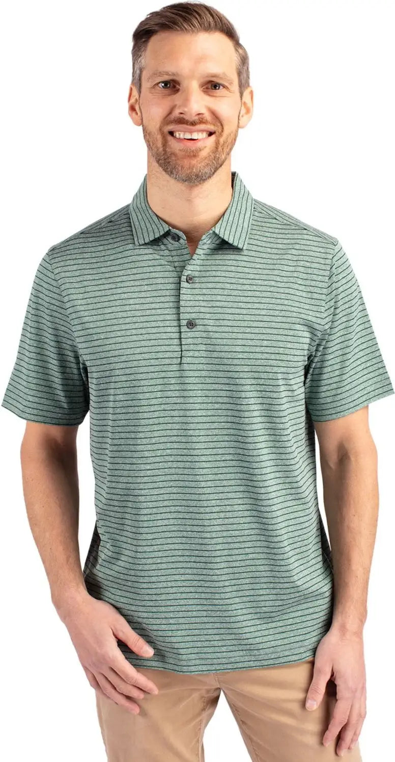 Cutter & Buck Mck01303 Forge Eco Heather Stripe Stretch Recycled Mens Polo - Hunter - Adult s