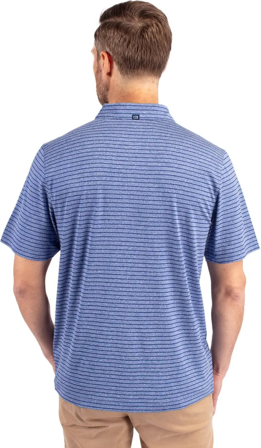 Cutter & Buck Mck01303 Forge Eco Heather Stripe Stretch Recycled Mens Polo - Tour Blue - Adult s