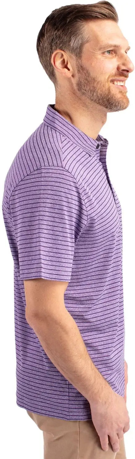 Cutter & Buck Mck01303 Forge Eco Heather Stripe Stretch Recycled Mens Polo - College Purple