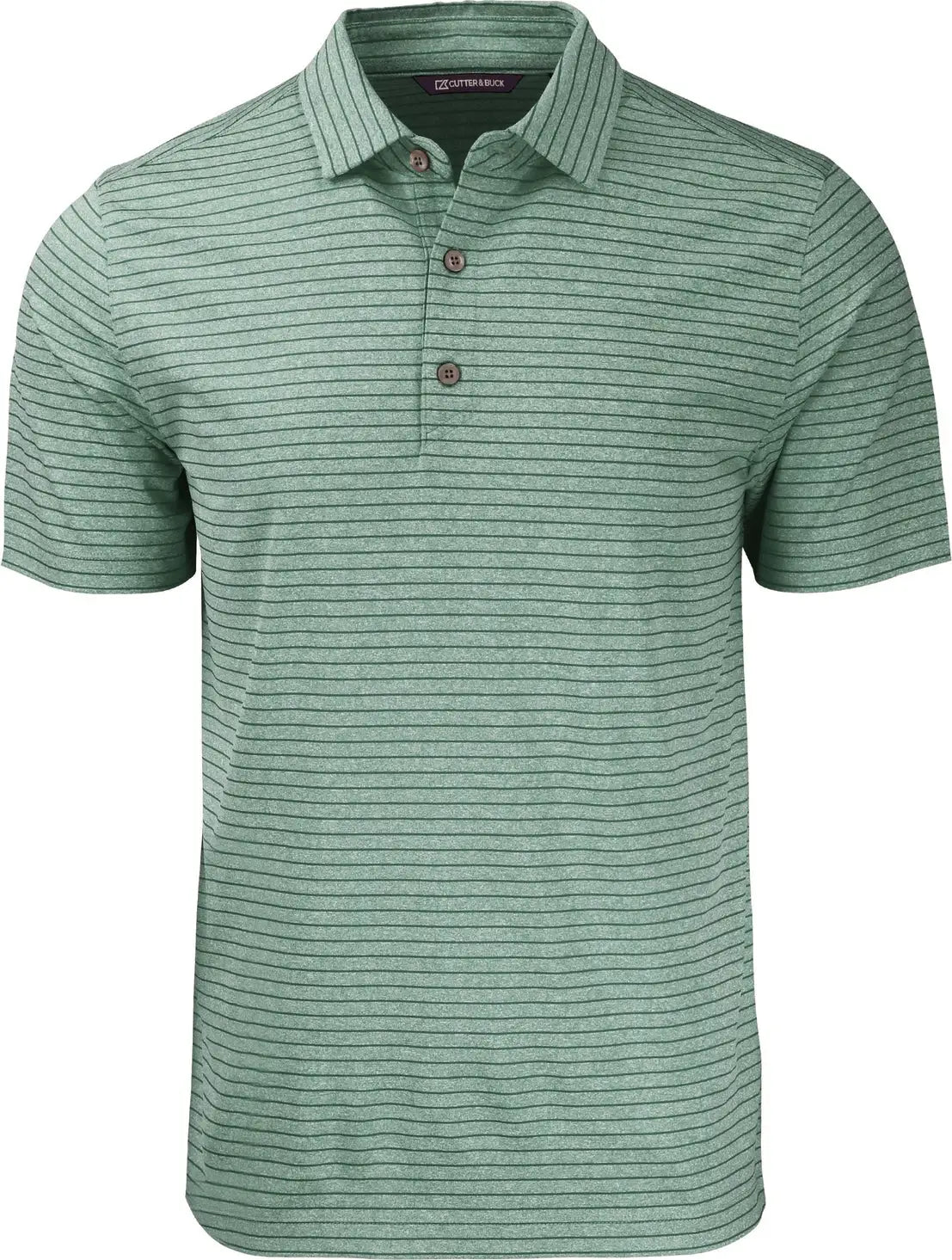 Cutter & Buck Mck01303 Forge Eco Heather Stripe Stretch Recycled Mens Polo - Hunter