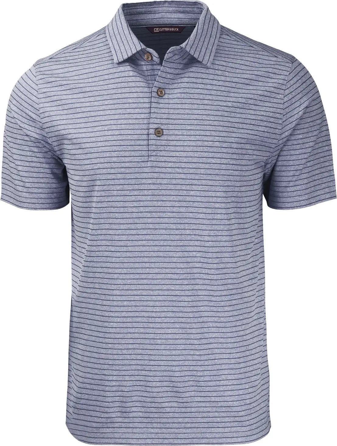Cutter & Buck Mck01303 Forge Eco Heather Stripe Stretch Recycled Mens Polo - Navy Blue