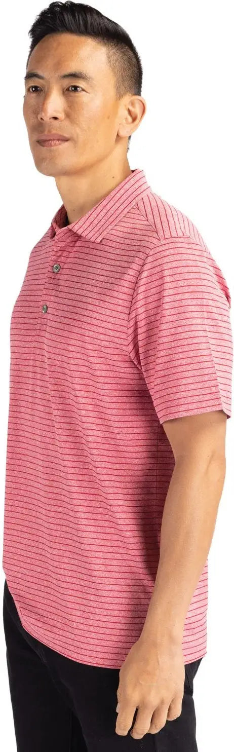 Cutter & Buck Mck01303 Forge Eco Heather Stripe Stretch Recycled Mens Polo - Cardinal Red