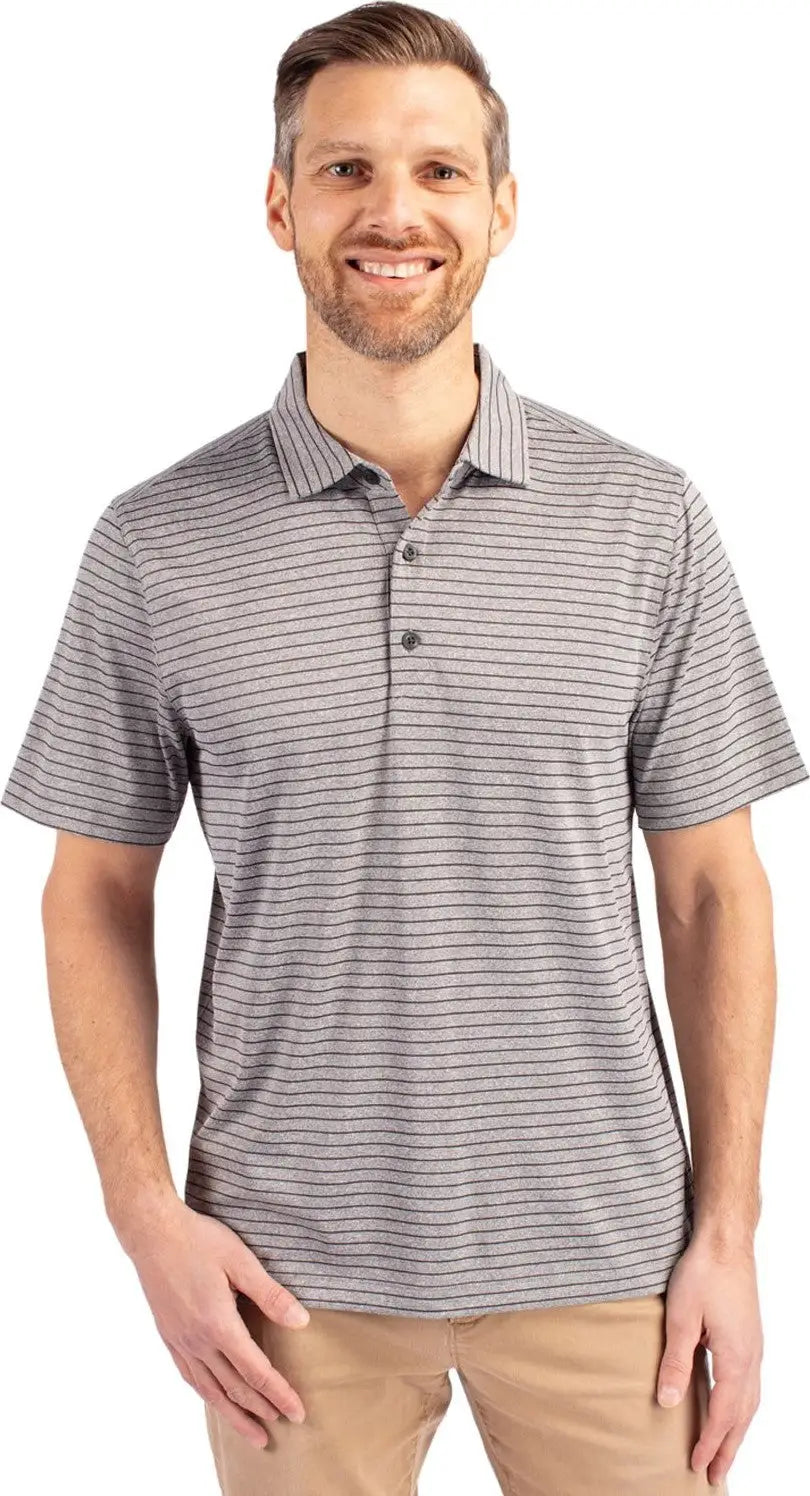 Cutter & Buck Mck01303 Forge Eco Heather Stripe Stretch Recycled Mens Polo - Elemental Gray - Adult s