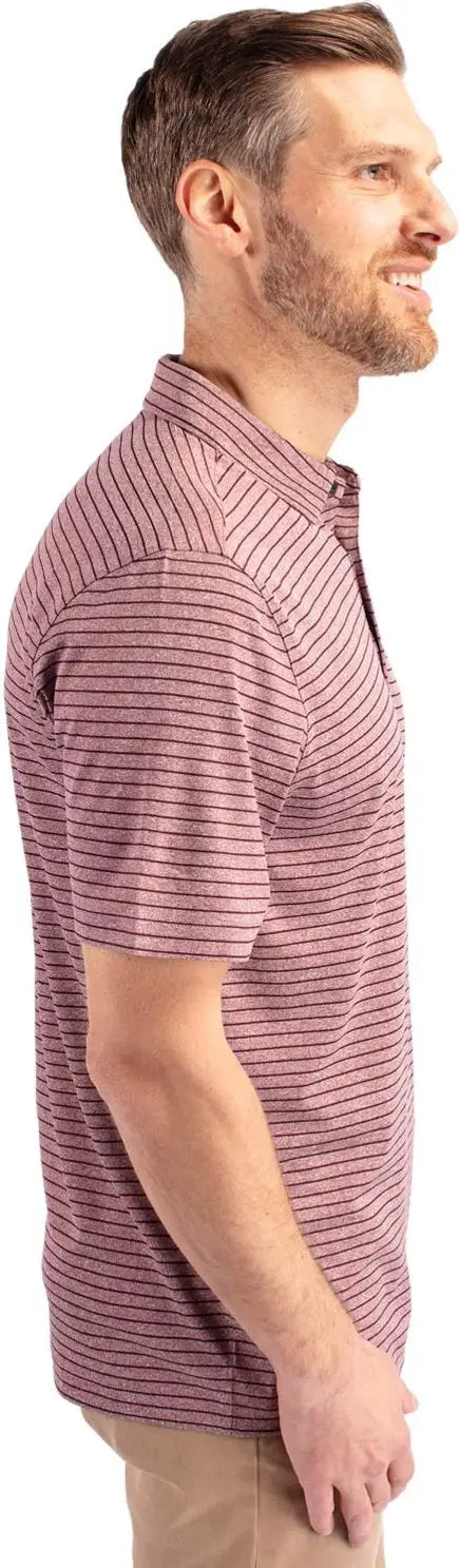 Cutter & Buck Mck01303 Forge Eco Heather Stripe Stretch Recycled Mens Polo - Bordeaux