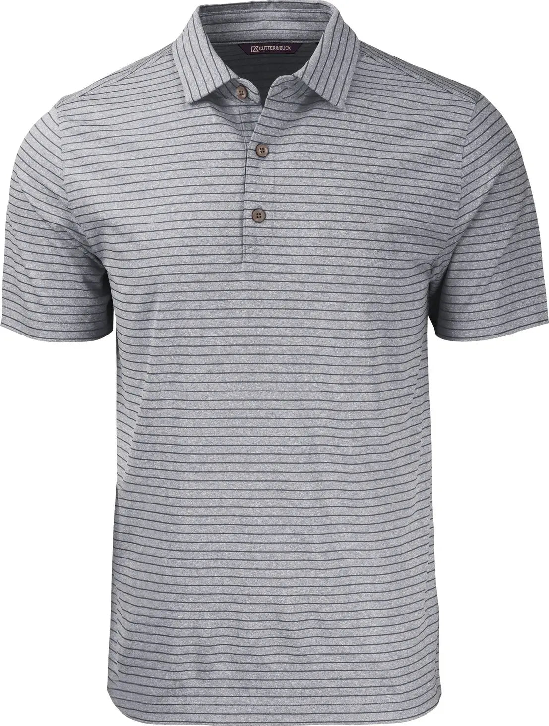 Cutter & Buck Mck01303 Forge Eco Heather Stripe Stretch Recycled Mens Polo - Black