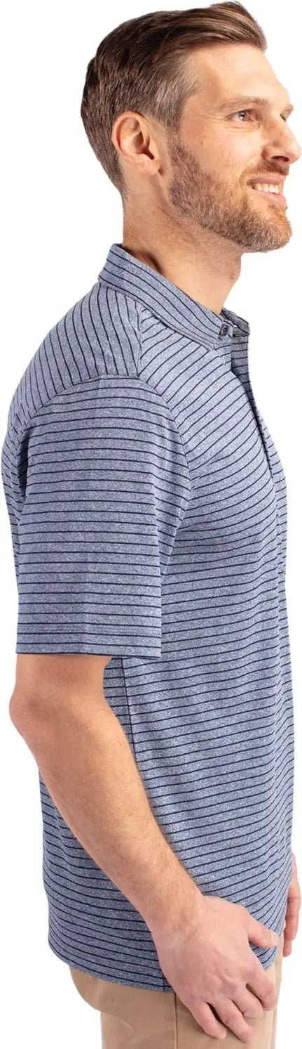 Cutter & Buck Mck01303 Forge Eco Heather Stripe Stretch Recycled Mens Polo - Navy Blue