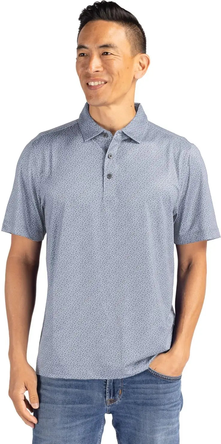 Cutter & Buck Mck01304 Pike Eco Pebble Print Stretch Recycled Mens Polo - Polished White - Polished/white / Adult s