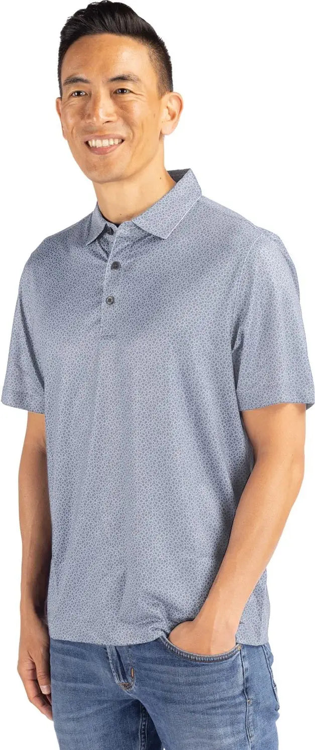 Cutter & Buck Mck01304 Pike Eco Pebble Print Stretch Recycled Mens Polo - Polished White