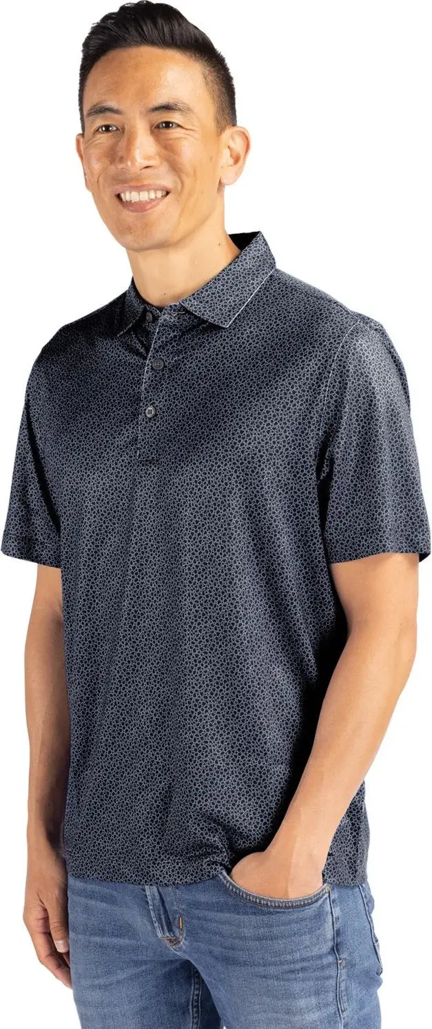 Cutter & Buck Mck01304 Pike Eco Pebble Print Stretch Recycled Mens Polo - Black White