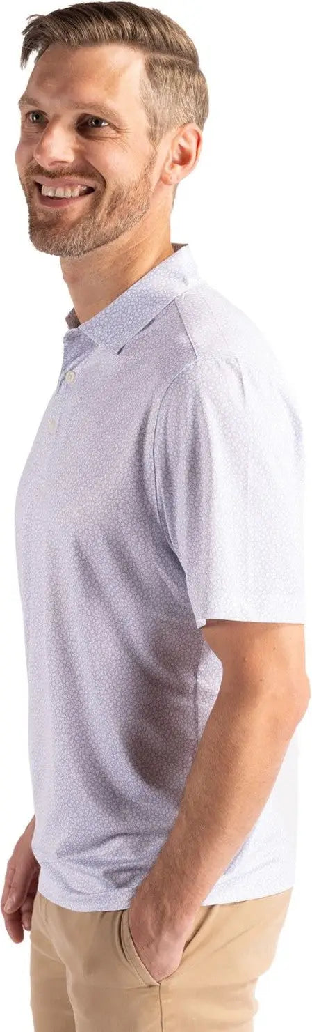 Cutter & Buck Mck01304 Pike Eco Pebble Print Stretch Recycled Mens Polo - White
