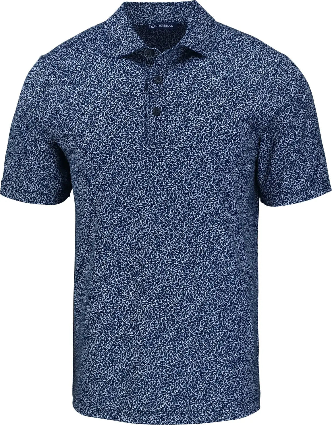 Cutter & Buck Mck01304 Pike Eco Pebble Print Stretch Recycled Mens Polo - Navy Blue White