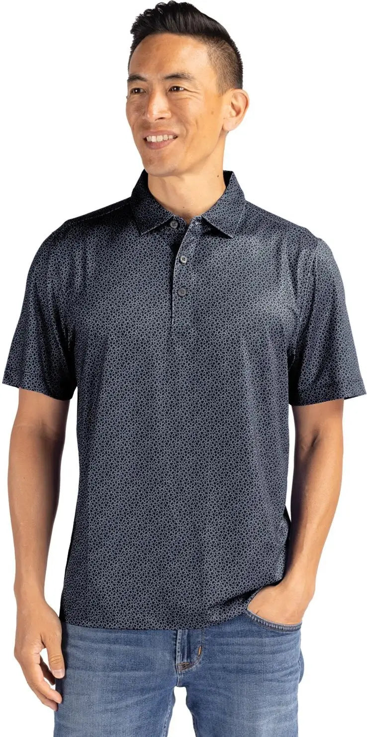 Cutter & Buck Mck01304 Pike Eco Pebble Print Stretch Recycled Mens Polo - Black White - Black/white / Adult s