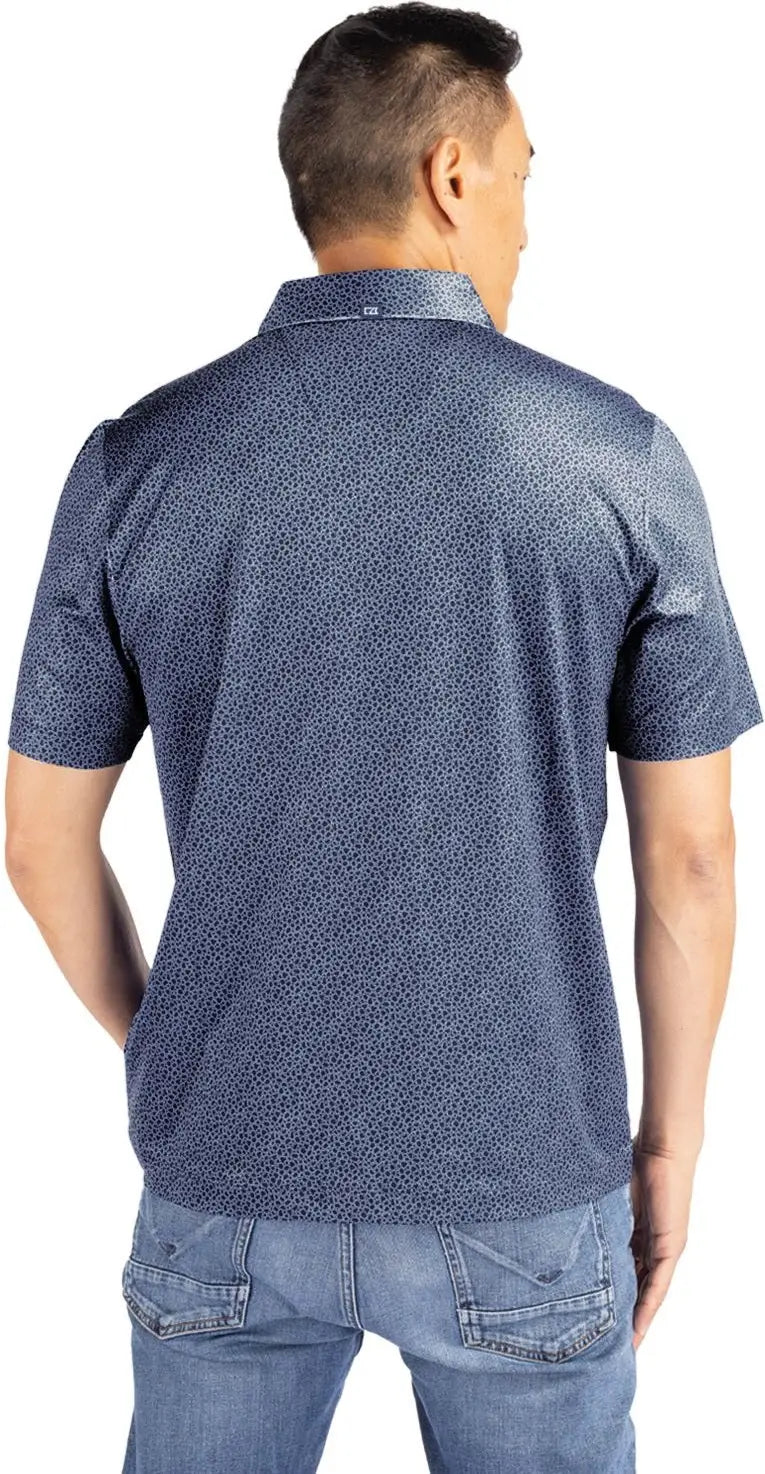 Cutter & Buck Mck01304 Pike Eco Pebble Print Stretch Recycled Mens Polo - Navy Blue White